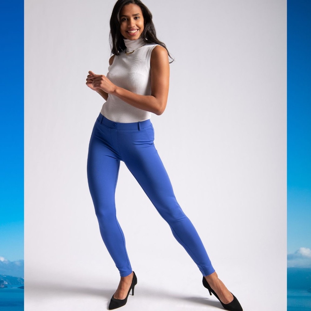 NWOT Betabrand Dress Pant Yoga Pants - Aegean Blue, SP Skinny Leg